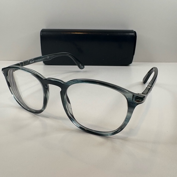 FRAMES ONLY - Persol PO3143-V 1051 Striped Grey Eyeglasses 49•21•145 - Picture 2 of 16